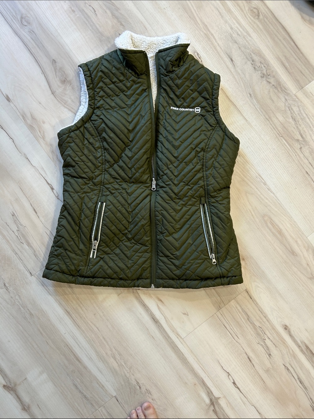 Free Country Olive Quilted Sherpa Vest